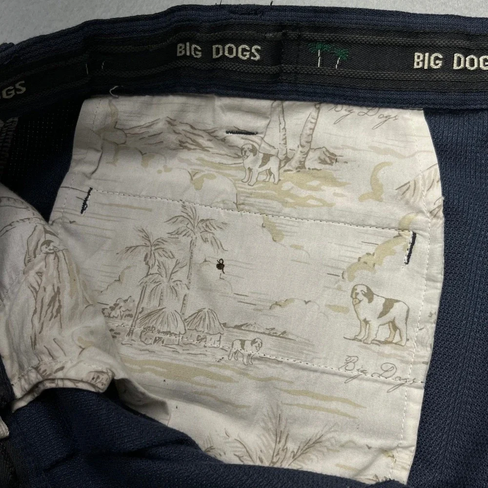 Big Dogs Resortwear Mens Navy Blue Pleated Shorts Size 38 Rayon Blend‎ Casual
